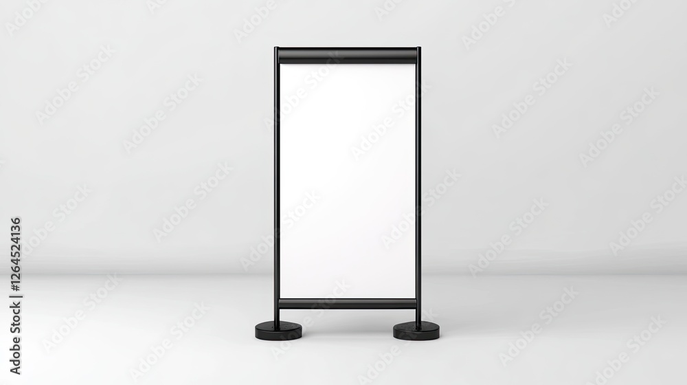 Blank sidewalk sign holder in a minimalistic space, ideal for advertising or promotions Blank sidewalk sign holder in a minimalistic space, ideal for advertising or promotions