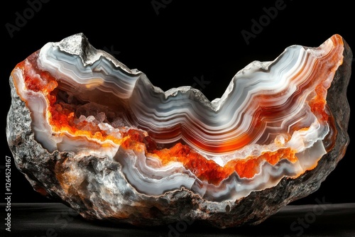 Agate Geode: Polished Banded Gemstone Rock with Unique Striped Pattern