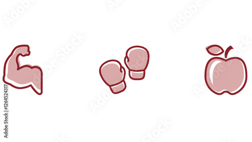 Healthy and fitness exercises vector art icon set