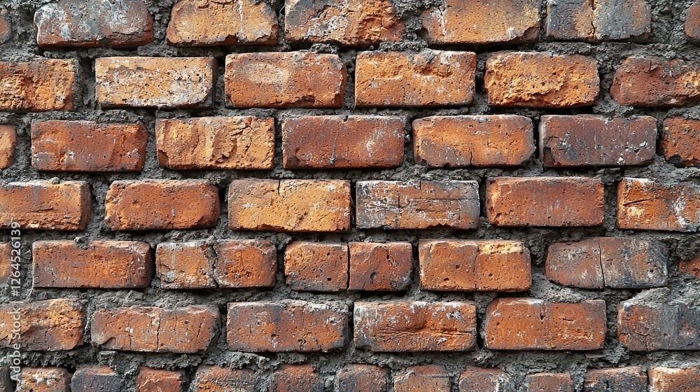 Obraz premium Close-up of a weathered brick wall showcasing a rustic texture and earthy tones