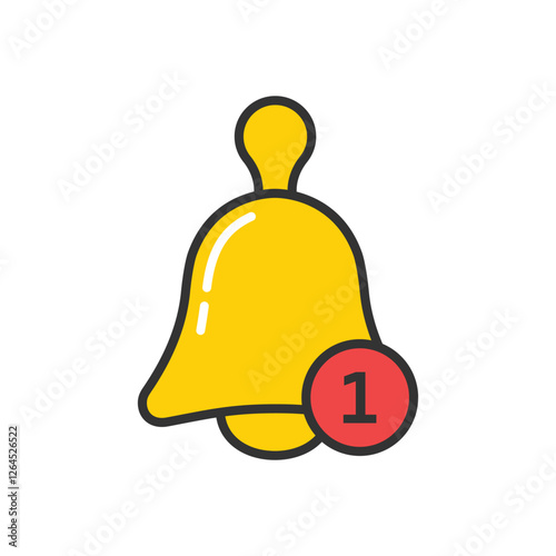 Notification bell icon in flat style. Incoming inbox message vector illustration on isolated background. Ringing bell sign business concept.