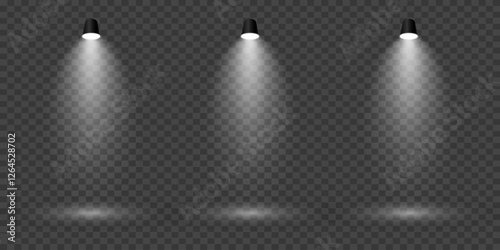 Magic stage lighting effect. Spotlight light effect. On a transparent background.