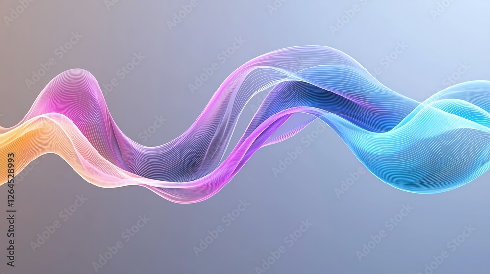 Colorful abstract wave design with smooth gradient on a light background, perfect for modern digital presentations.