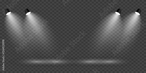 Magic stage lighting effect. Spotlight light effect. On a transparent background.