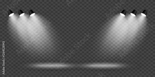 Magic stage lighting effect. Spotlight light effect. On a transparent background.