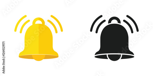 Notification bell icon in flat style. Incoming inbox message vector illustration on isolated background. Ringing bell sign business concept.