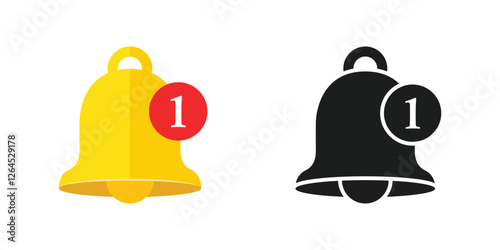 Notification bell icon in flat style. Incoming inbox message vector illustration on isolated background. Ringing bell sign business concept.