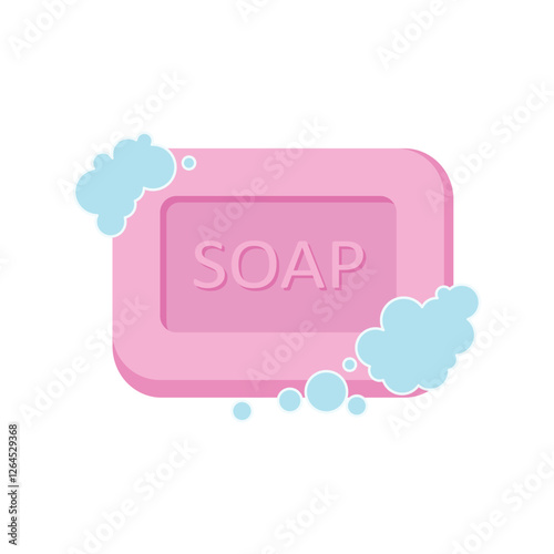 Bar of soap with foam icon in flat style. Cosmetic product for hygienic vector illustration on isolated background. Toiletries sign business concept.