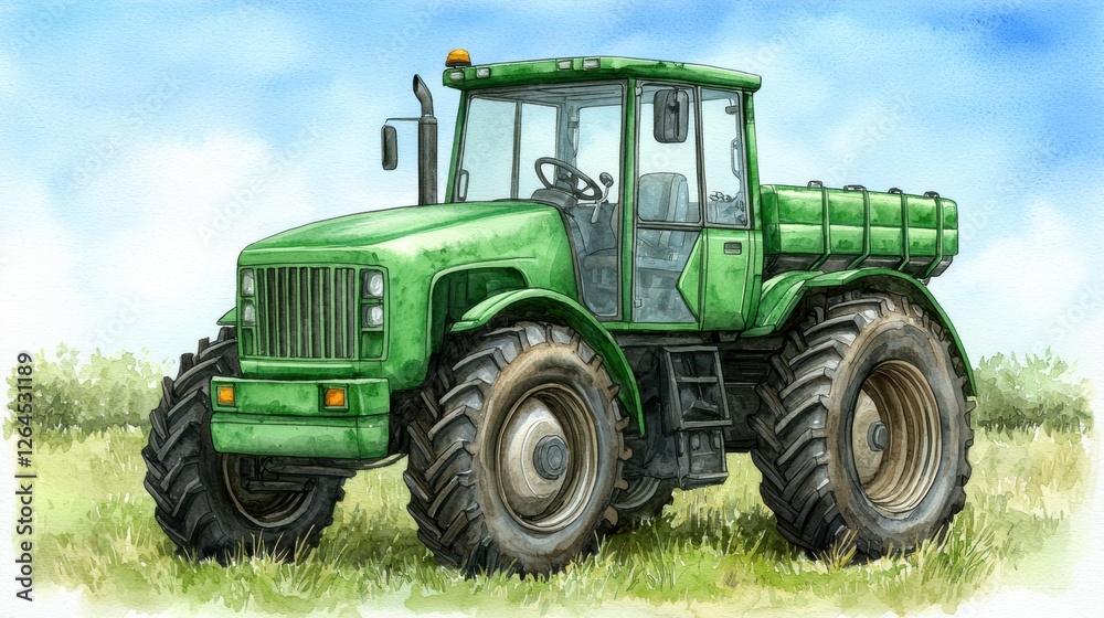 Green tractor, a symbol of agricultural power and farming innovation in rural landscapes Green tractor, a symbol of agricultural power and farming innovation in rural landscapes