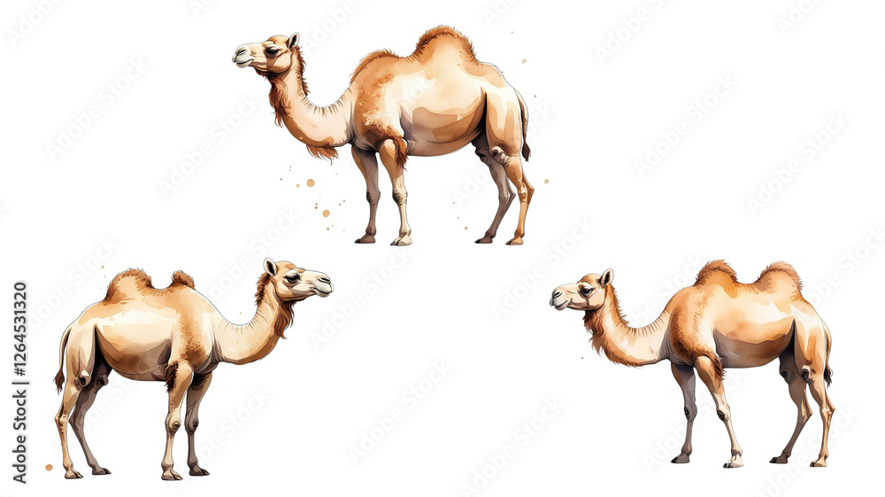 Naklejka premium watercolor camel (png)