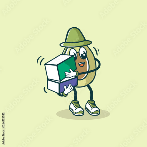 Avocado Character Carrying Boxes Cheerfully