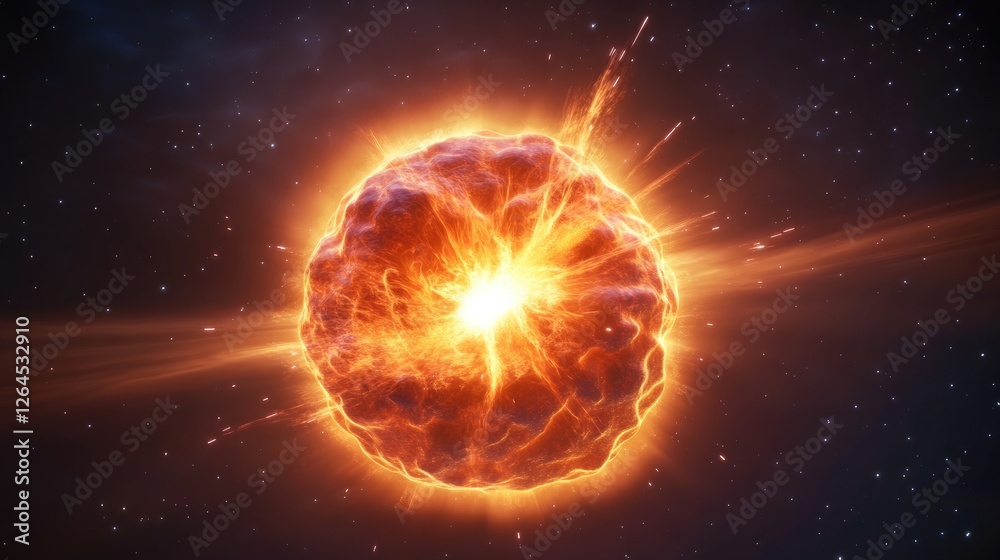 Obraz premium Explosive stellar event outer space digital art cosmic environment frontal viewpoint celestial concept