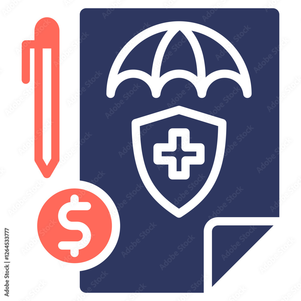 Obraz premium Insurance Policy glyph color icon