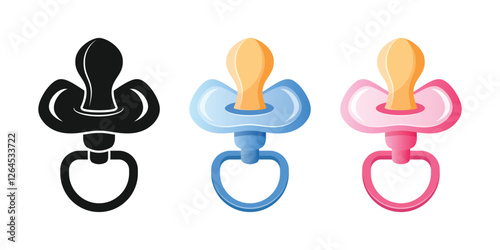 Baby pacifier icon set collection in flat style. Nipple for newborn child vector illustration on isolated background. Soother sign business concept.