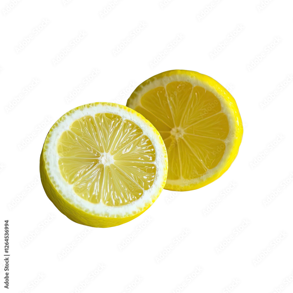 Fresh Lemon Slices Isolated On Transparent Background, generative AI Fresh Lemon Slices Isolated On Transparent Background, generative AI