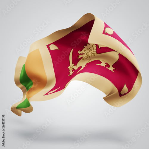 Sri Lanka, vector 3d flag with waves on a white background