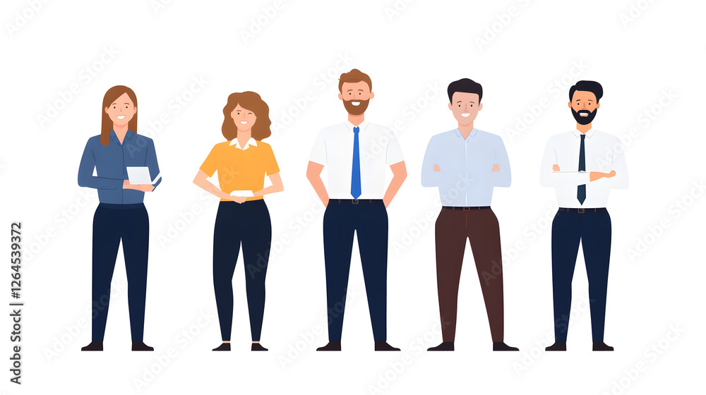 Group of Young Caucasian Employees in a Modern Office
