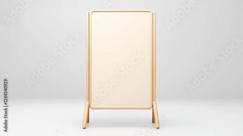 Minimalistic wooden frame with blank surface in a neutral space, ideal for presentations