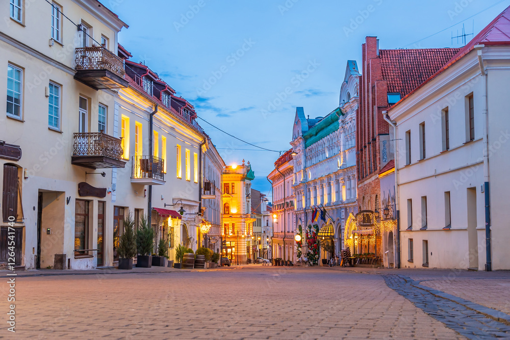 Naklejka premium Downtown Vilnius city skyline, cityscape of Lithuania