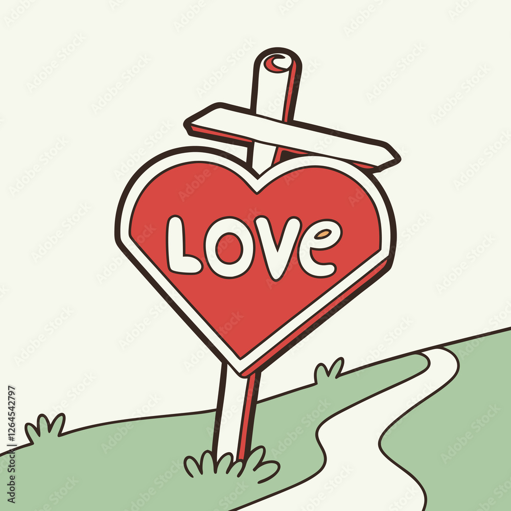 Obraz premium Heart shape signpost with the text Love.