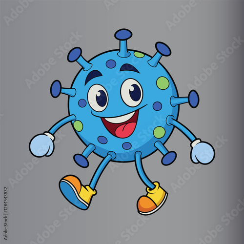 Cute virus cell vector cartoon illustration