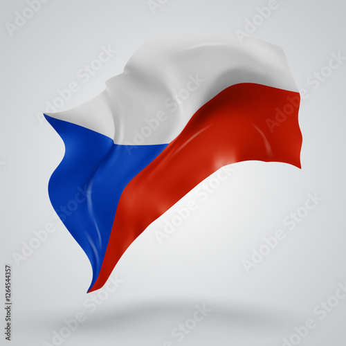 Czech Republic, vector 3d flag with waves on a white background