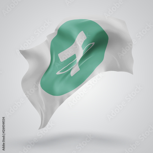 Tether, vector 3d flag with waves on a white background