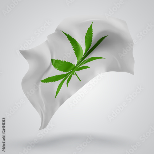 Сannabis, vector 3d flag with waves on a white background
