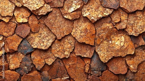 Close-up view of textured rust-colored rock formations layered in an abstract pattern