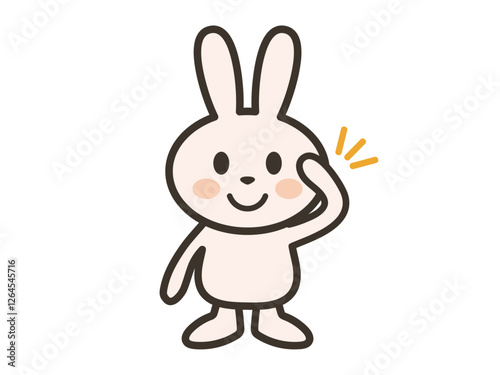 了解ポーズをするかわいいうさぎさんのイラスト