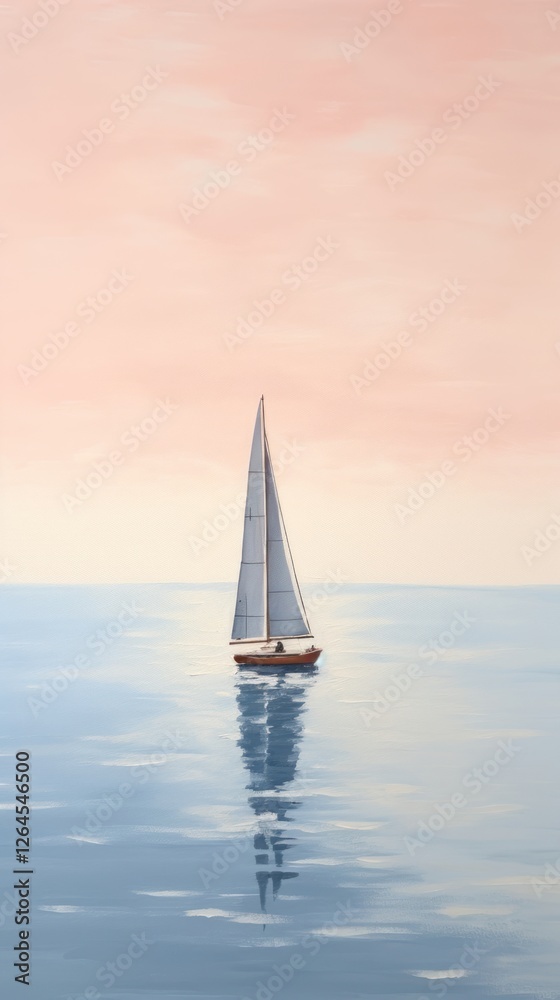 Fototapeta premium Minimal space summer watercraft sailboat outdoors.