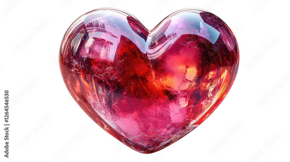 Heart of Glass: A stunning glass heart sculpture shimmers with a rich red and pink hue, casting a playful reflection. Capturing the essence of love, care, and affection Heart of Glass: A stunning glass heart sculpture shimmers with a rich red and pink hue, casting a playful reflection. Capturing the essence of love, care, and affection