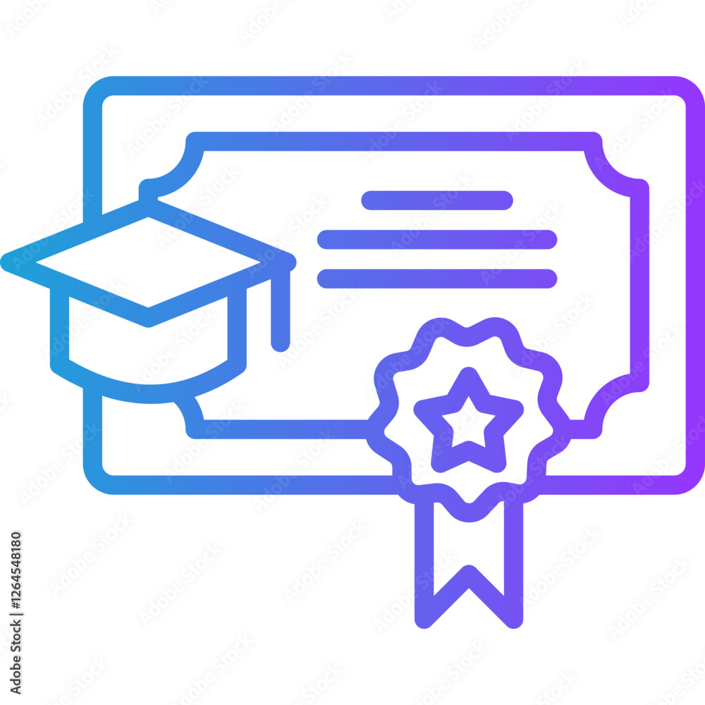 Educational Certificate line gradient icon Educational Certificate line gradient icon