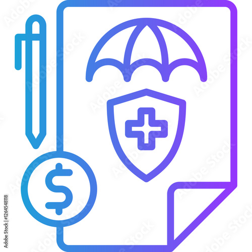 Insurance Policy line gradient icon