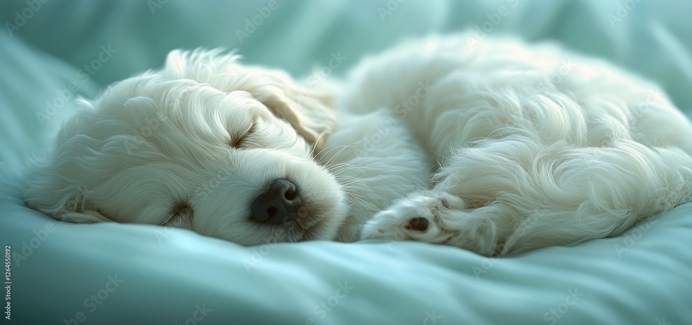 Sweet Dreams: A Fluffy White Puppy Napping Peacefully Sweet Dreams: A Fluffy White Puppy Napping Peacefully