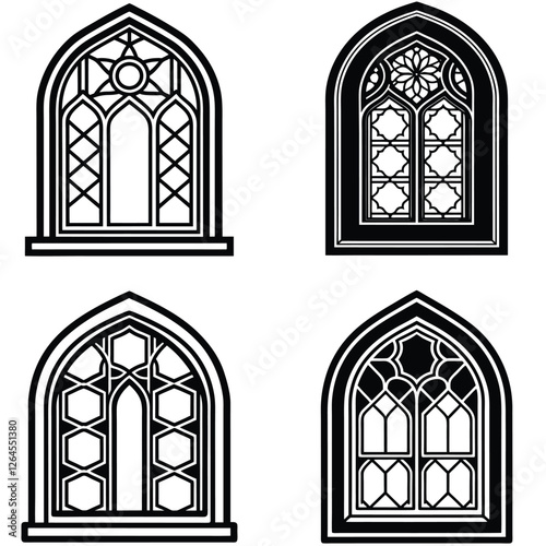 Islamic Window Outline Vector Set photo