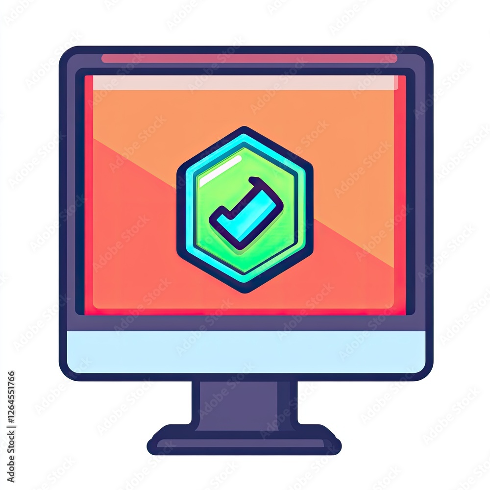 Computer monitor showing success checkmark Computer monitor showing success checkmark