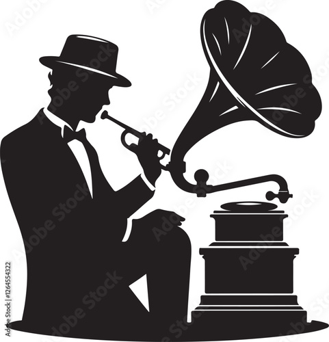 old gramophone with vinyl record
