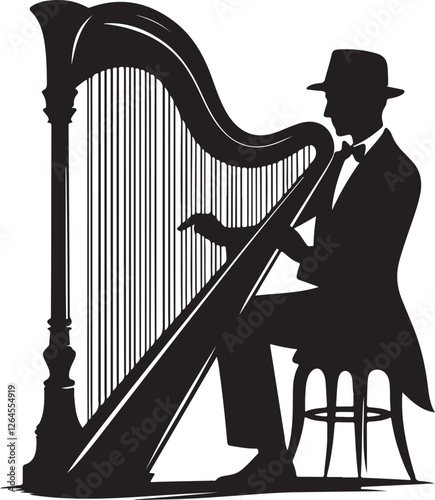 musical instrument with a harp