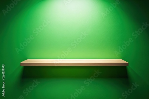 Minimalist Green Gradient Background Floating Shelf Mockup - Product Display