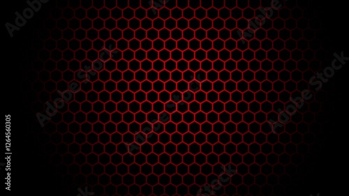 Animated abstract hexagonal grid pattern with a red glow fading into darkness. Concept of futuristic, technology and business presentation.