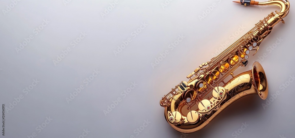 Obraz premium Golden Saxophone on a Light Grey Background