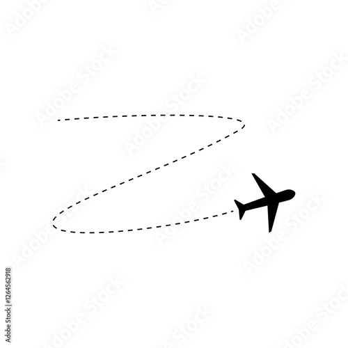 airplane route design with dashed line