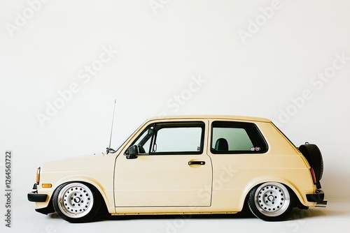 Classic compact car with unique low-profile design and stylish w