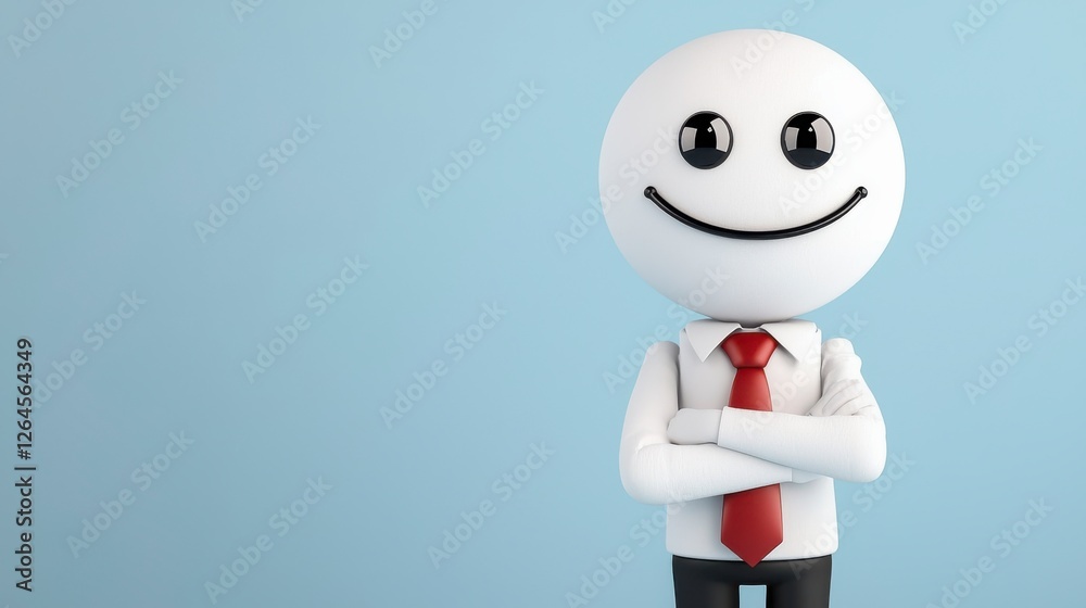 Happy business character standing against blue background Happy business character standing against blue background