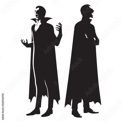 Elegant Vampire silhouette for eerie and supernatural artwork - Vampire illustration - Vampire vector - mythical creature silhouette
