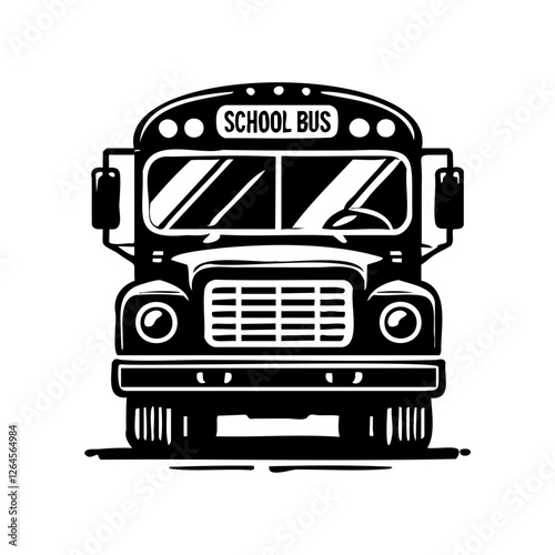 Classic School Bus Front View Illustration