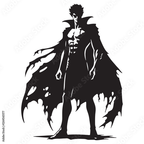 Night-dwelling Vampire silhouette crafted for fantasy and horror themes - Vampire illustration - Vampire vector - mythical creature silhouette
