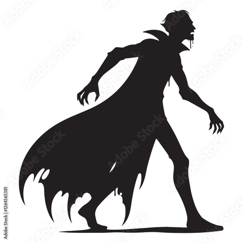 Elegant yet terrifying Vampire silhouette designed for gothic visuals - Vampire illustration - Vampire vector - mythical creature silhouette
