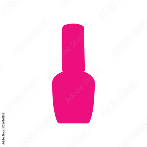 Pink nail polish bottle silhouette vector flat illustration design on white background.